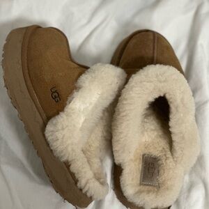 UGG Brown and Cream Shearling Slippers